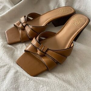 Vince Camuto Tan Leather Slide Sandals